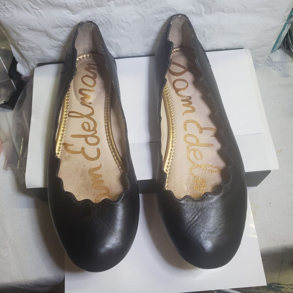 Sam Edelman Francis Scalloped Ballet Flats Sz 6.5W Black #B1